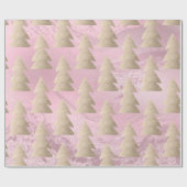 Elegant modern goud- en roze kerstboompatroon cadeaupapier (Vlak)