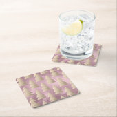 Elegant modern goud- en roze kerstboompatroon kartonnen onderzetters (Insitu)