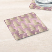 Elegant modern goud- en roze kerstboompatroon kartonnen onderzetters (Schuin)