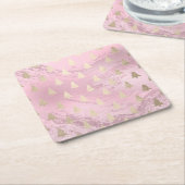 Elegant modern goud- en roze kerstboompatroon kartonnen onderzetters (Schuin)