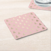 Elegant modern goud- en roze kerstboompatroon kartonnen onderzetters (Schuin)