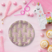 Elegant modern goud- en roze kerstboompatroon papieren bordje (Feest)