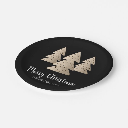 Elegant modern goud en zwarte kerst papieren bordje (Gekanteld)