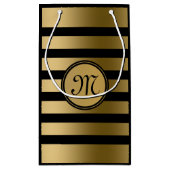 Elegant modern goud- en zwarte strippatroon klein cadeauzakje (Achterkant)