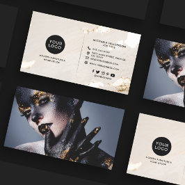 Elegant modern goud folie logo foto & sociale medi visitekaartje
