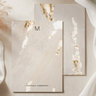 Elegant modern goud folie monogram & naam briefpap notitiekaartje