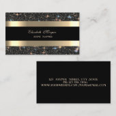 Elegant Modern Goud Gestreept Zwart Glitter Sparkl Visitekaartje (Voorkant / Achterkant)