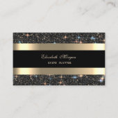 Elegant Modern Goud Gestreept Zwart Glitter Sparkl Visitekaartje (Voorkant)