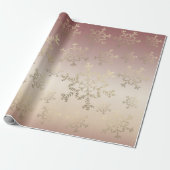 Elegant modern goud glitter sneeuwvlokken gradiënt cadeaupapier (Uitgerold)