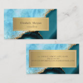 Elegant modern goud glitter turquoise marmer visitekaartje (Voorkant / Achterkant)