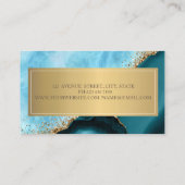 Elegant modern goud glitter turquoise marmer visitekaartje (Achterkant)