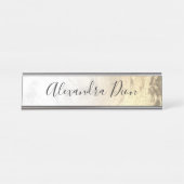 Elegant modern goud glitter witte marmer bureau naambordje (Voorkant)
