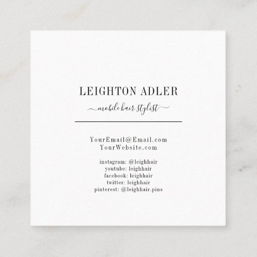 Elegant Modern Goud Haar Stylist Chique Script Contactkaartje (Achterkant)