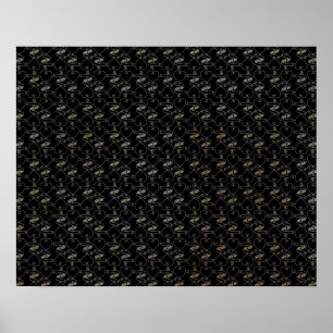 Elegant Modern Goud Hartjes en Sleutels Patroon Poster