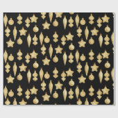 Elegant Modern Goud Kerst Ornament Patroon Cadeaupapier (Vlak)