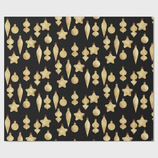 Elegant Modern Goud Kerst Ornament Patroon Cadeaupapier (Vlak)