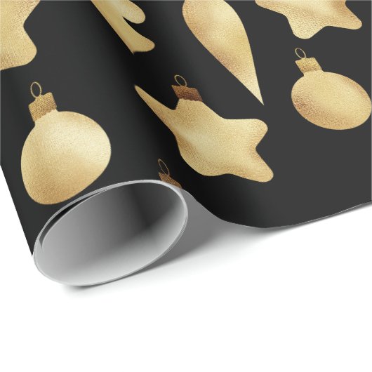 Elegant Modern Goud Kerst Ornament Patroon Cadeaupapier (Rol Hoek)