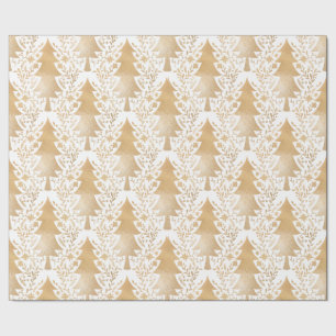 Elegant Modern Goud Kerstboom Bloemen Patroon Cadeaupapier