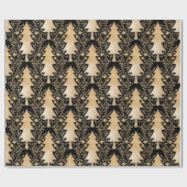 Elegant Modern Goud Kerstboom Bloemen Patroon Cadeaupapier (Vlak)