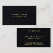 Elegant Modern Goud Kleur Tekst Professioneel Zwar Visitekaartje (Voorkant / Achterkant)