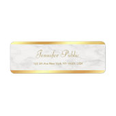 Elegant Modern Goud Marmer Handgeschreven Script C Etiket (Voorkant)