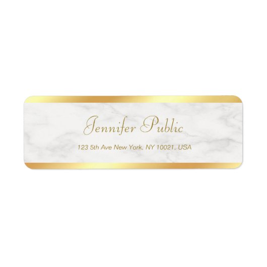 Elegant Modern Goud Marmer Handgeschreven Script C Etiket (Voorkant)