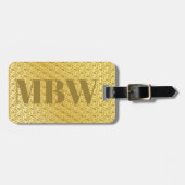 Elegant modern Goud Metallic monogrammed Naam Bagagelabel (Voorkant horizontaal)