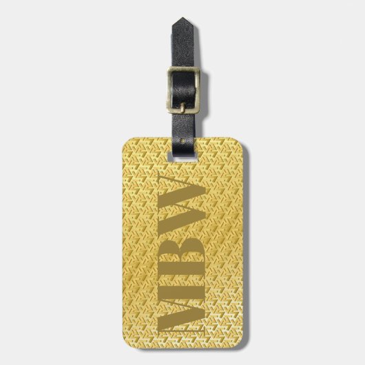 Elegant modern Goud Metallic monogrammed Naam Bagagelabel (Voorkant verticaal)