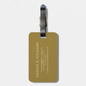 Elegant modern Goud Metallic monogrammed Naam Bagagelabel (Achterkant verticaal)