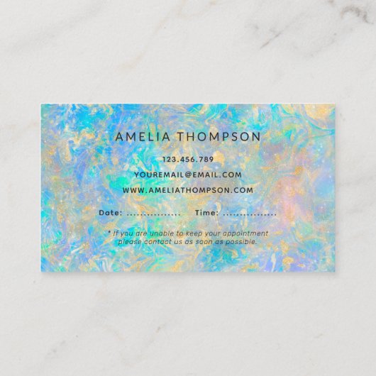 Elegant Modern Goud Opal Stone Afspraakkaart Visitekaartje (Achterkant)
