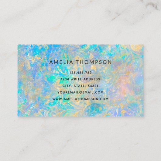 Elegant Modern Goud Opal Stone Loyalty Kaart Visitekaartje (Achterkant)