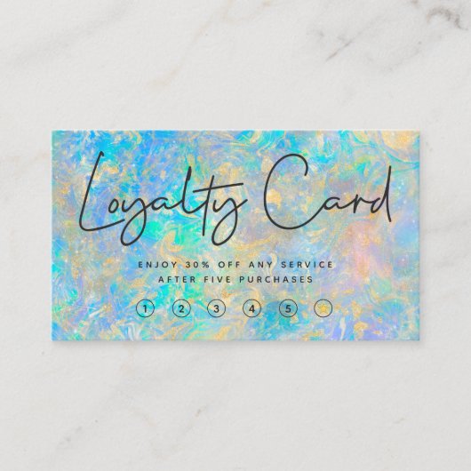 Elegant Modern Goud Opal Stone Loyalty Kaart Visitekaartje (Voorkant)
