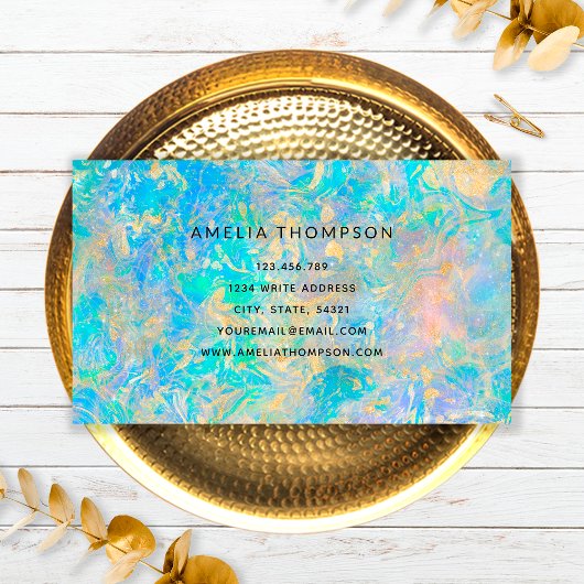 Elegant Modern Goud Opal Stone Loyalty Kaart Visitekaartje