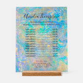 Elegant Modern Goud Opal Stone prijslijst Acryl Bord (Voorkant)