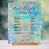 Elegant Modern Goud Opal Stone prijslijst Acryl Bord (Neutraal)