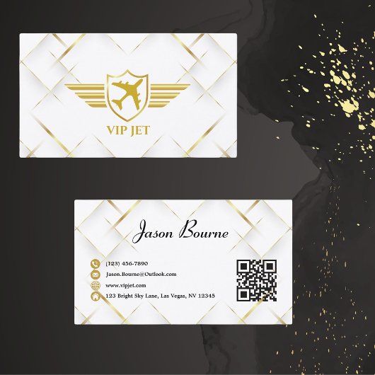 Elegant Modern Goud Professioneel, QR-Code Visitekaartje