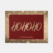 Elegant modern goud & Red Ho Ho Ho Kerstmis Deurmat (Voorkant)