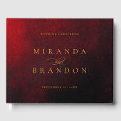 Elegant Modern Goud Rood Zwart Bruiloft Gastenboek (Voorkant)