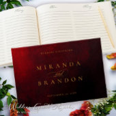 Elegant Modern Goud Rood Zwart Bruiloft Gastenboek