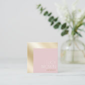 Elegant modern goud & roze estheticus vierkante visitekaartje (Staand voorkant)