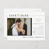Elegant Modern Goud Save the Date Kalender QR Code Briefkaart (Voorkant / Achterkant)