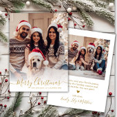 Elegant Modern Goud Script 2 Foto Kerstmis Feestdagenkaart