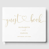 Elegant Modern Goud Script Script Bruiloft Gastenboek (Voorkant)