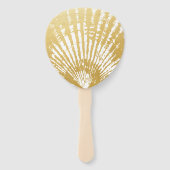 Elegant Modern Goud Seashell Beach Handwaaier (Achterkant)