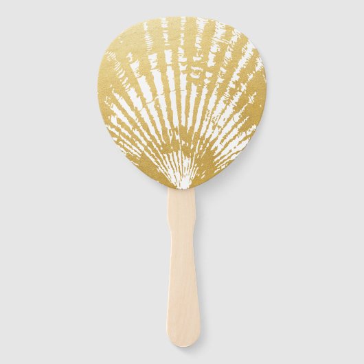 Elegant Modern Goud Seashell Beach Handwaaier (Achterkant)