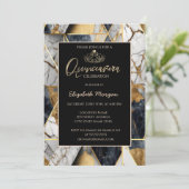 Elegant Modern Goud Tiara, Zwart Geometrisch Marme Kaart (Staand voorkant)