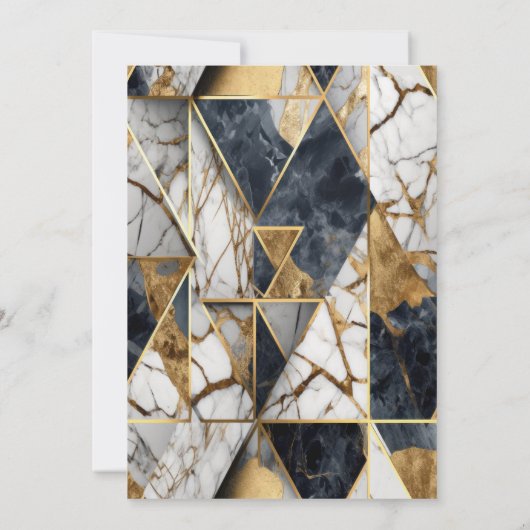 Elegant Modern Goud Tiara, Zwart Geometrisch Marme Kaart (Achterkant)