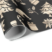 Elegant Modern Goud Vrolijk Kerstmispatroon Cadeaupapier (Rol Hoek)