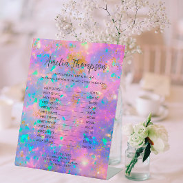 Elegant Modern Goud Vuur Opaal Stone prijslijst Reclamebord Met Voetstuk