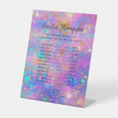 Elegant Modern Goud Vuur Opaal Stone prijslijst Reclamebord Met Voetstuk (Voorkant)